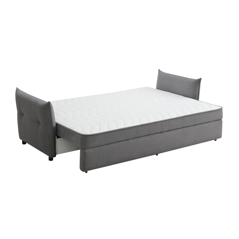 Lit gigogne en tissu avec rangement Irina, Gris