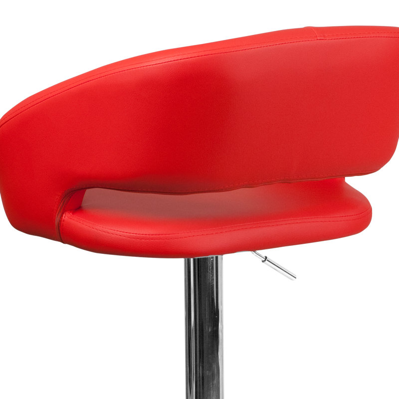 Tabouret de bar Amberlie, Chrome, Rouge, 1