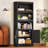 62.9'' H Bookshelf and Bookcase with Doors, 5-Tier Display Storage Cabinet, Remote Control LED Lights