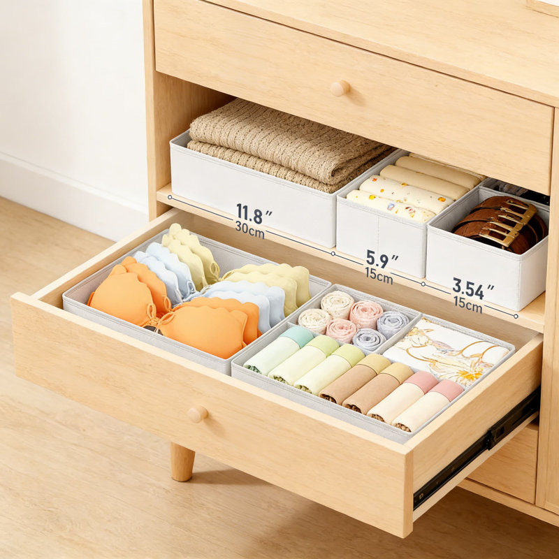 26-Pack Foldable Fabric Drawer Organizers - Closet And Dresser Dividers For Underwear, Socks, Bras, Baby Clothes, Ties, And Accessories