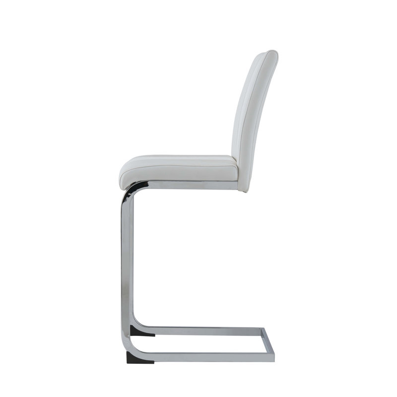 Tabourets de bar modernes blancs (4) - Pieds en L, repose-pieds en métal, rectangulaires, rembourrés de mousse, faciles à nettoyer, forme rectangulaire facile à nettoyer