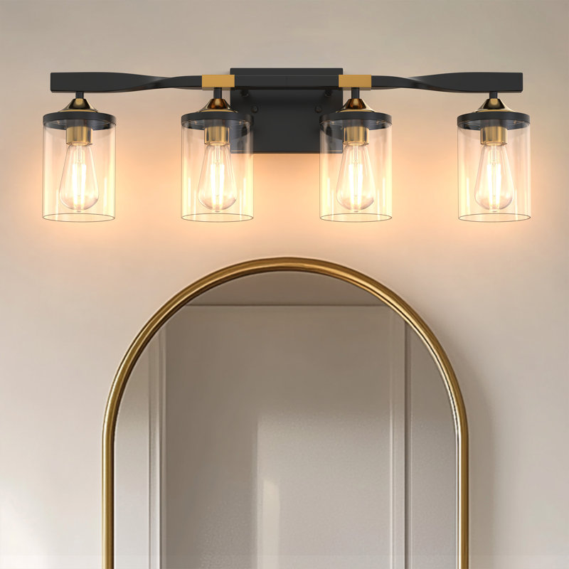 Glass Shade Vanity Light With Bulbs, 8.80" H x 26.30" W x 5.90" D, 4