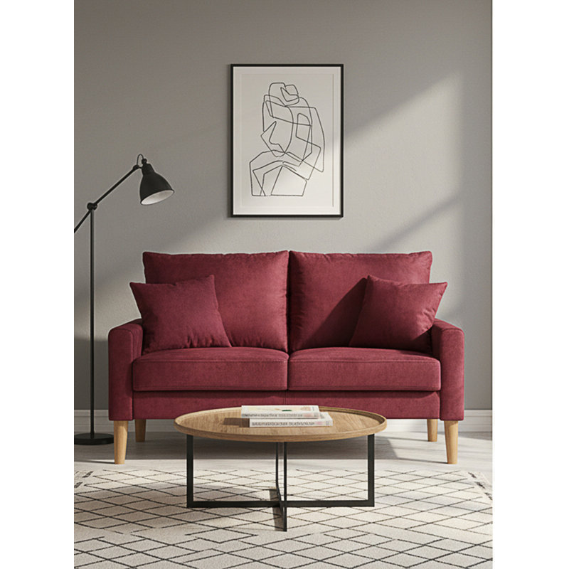 Canapé 2 places Modern Minimalist, Burgundy Velvet