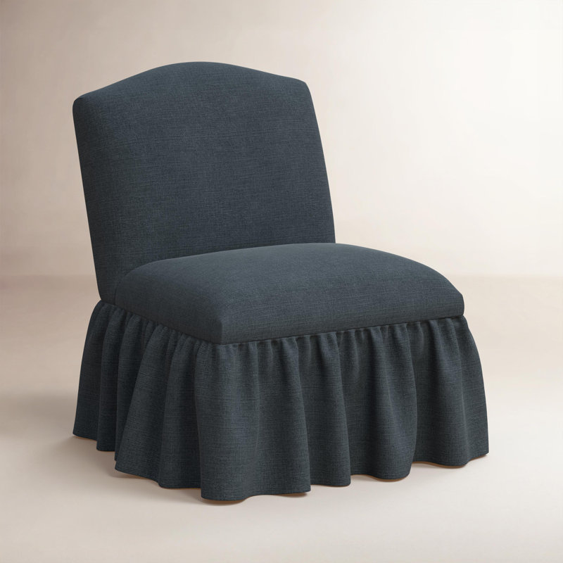 Fauteuil à pantoufles à volants Barela, Navy Polyester Blend