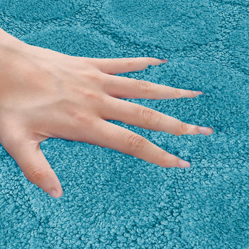 3D Effect Supersoft High Density Anti Slip Cobla Bath Mat Set, Teal