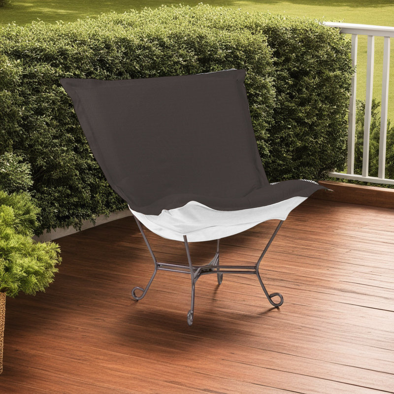 Azaria Sunbrella Outdoor 7'' Lounge Chair Back Cushion, Seascape Charcoal