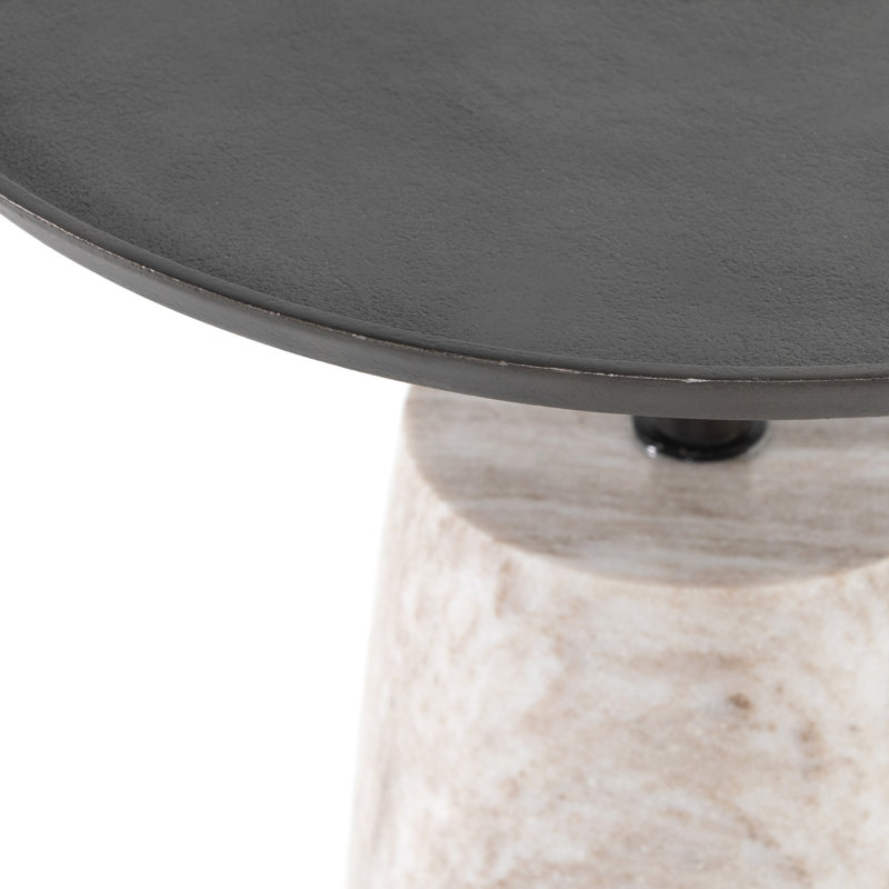 Cronos End Table, River Gray Marble, Aged Gray