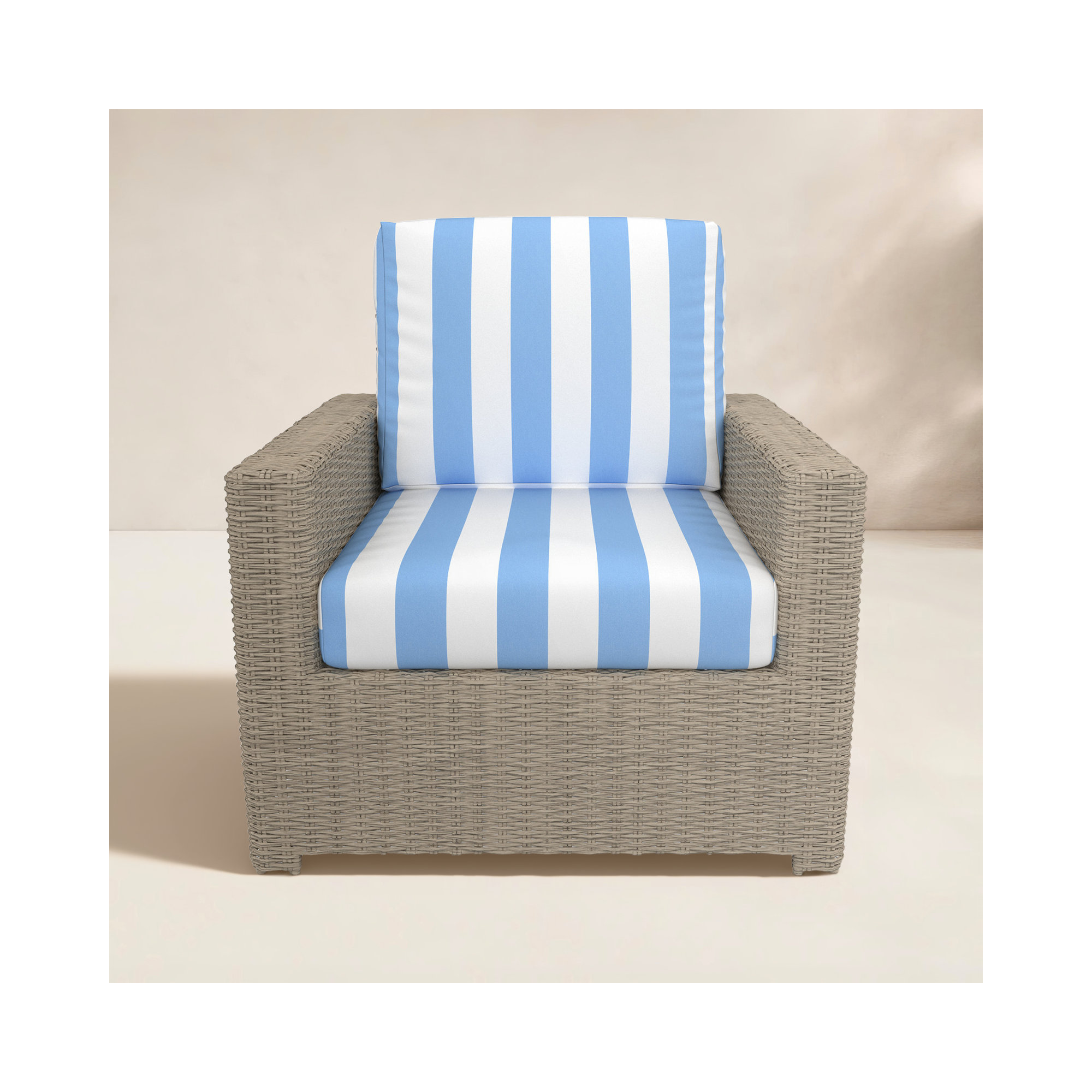 Outdoor Chair With Sunbrella Cushions, Refuge Ocean