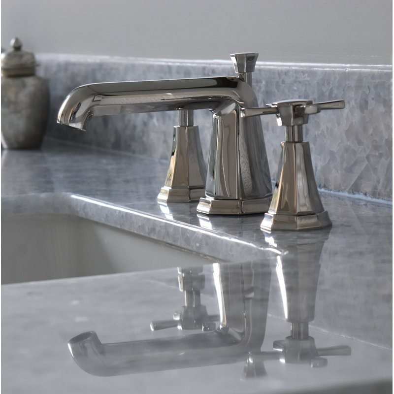 Polished Nickel Brass Widespread Bathroom Faucet with Drain Assembly