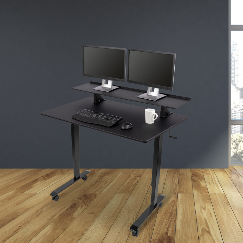 LaCure Adjustable Metal Base Standing Desk, 32" H x 47.25" W x 29.5" D