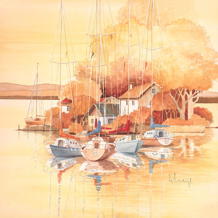 «Seaside I», reproduction sur toile, H 12 po x l 12 po x P 0,75 po, Pas de tapis, Toile tendue