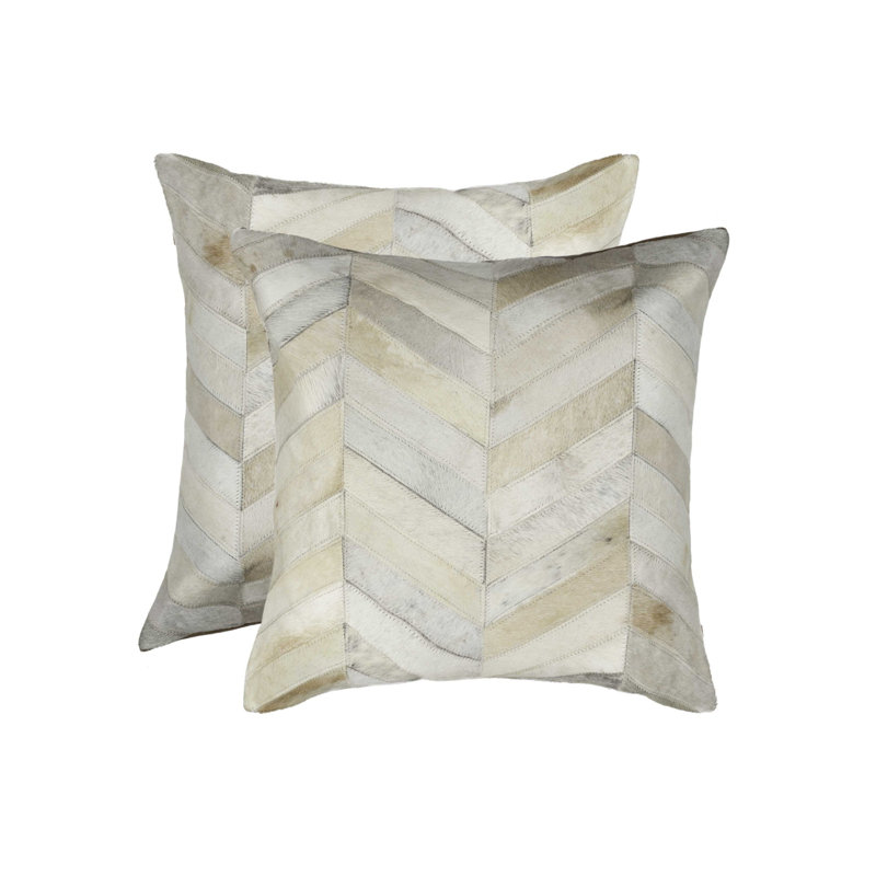 Torino 18" Brown and Natural Cowhide Chevron Pillow Set