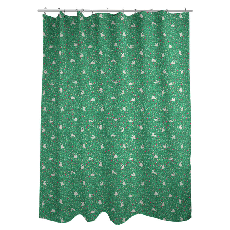 Rideau de douche simple Rabbit Rabbit, Rouge, jaune et vert