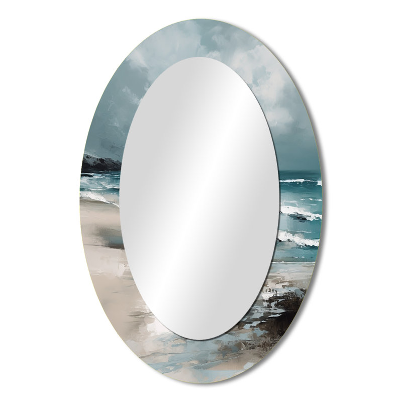 Coastal Waves III - Miroir mural ovale gris Coastal, 36 po x 24 po