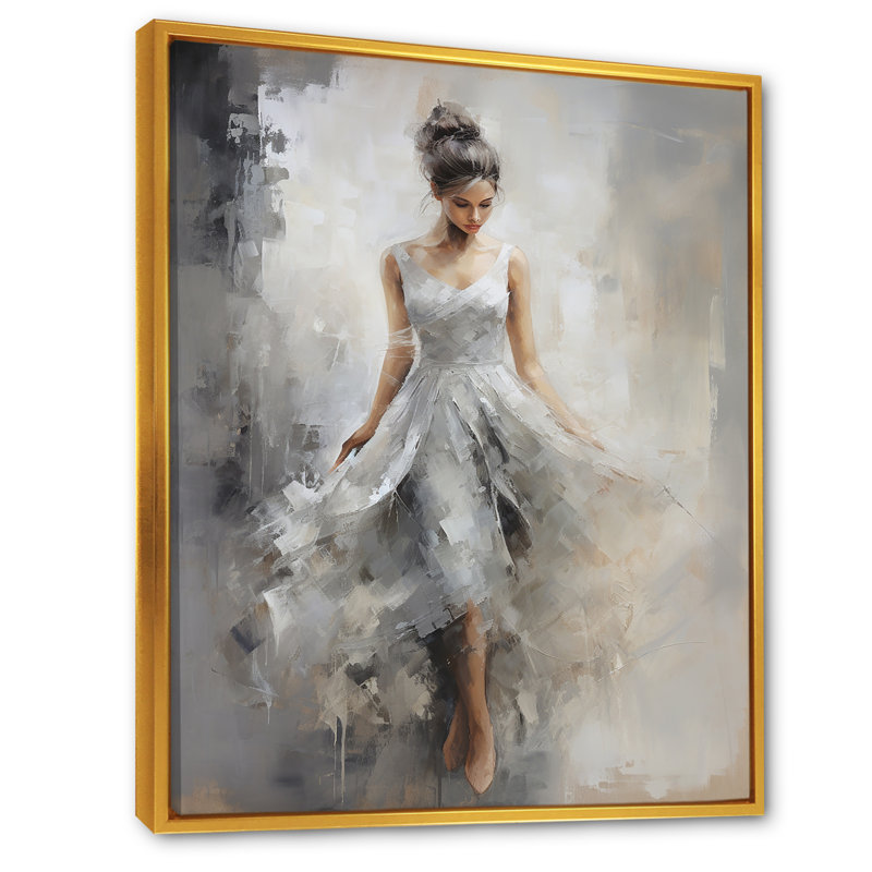 «Contemporary Gray Ballet Dance Symphony V», reproduction sur toile, Cadre flottant doré, H 20 po x l 12 po x P 1 po