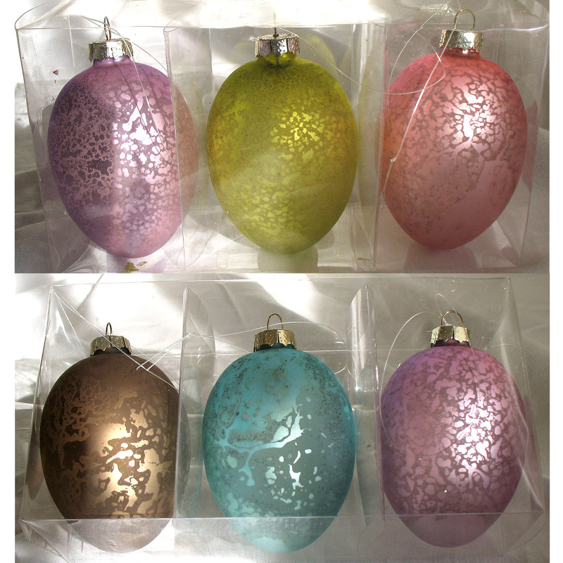 Ensemble de 6 décorations pour œufs de pâques en verre assortis