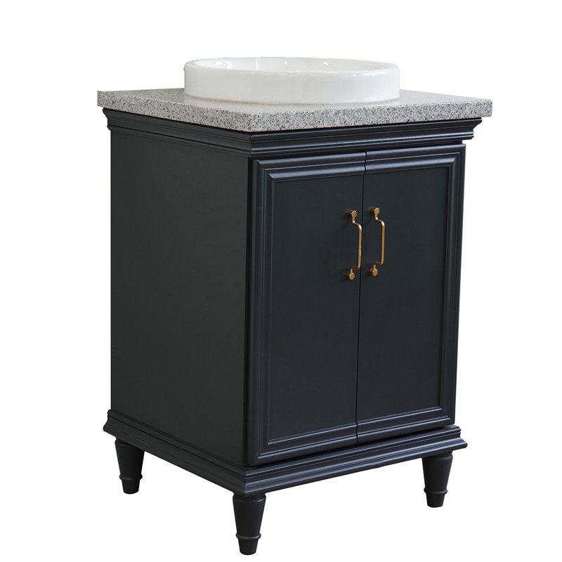 Ensemble de meuble-lavabo simple 25 po Hunstant, Gris foncé, Granite