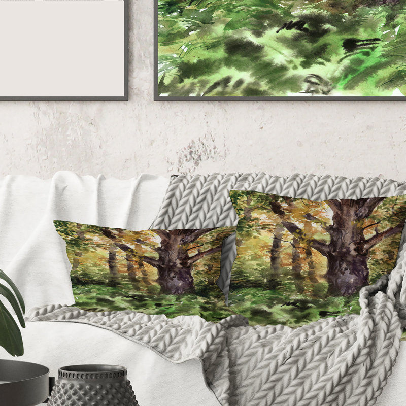 Housse et insert de coussin rectangulaire Large Tree in Forest