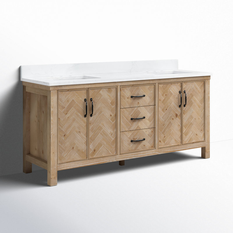 Ensemble de meuble-lavabo double 72 po Javier, Brun antique