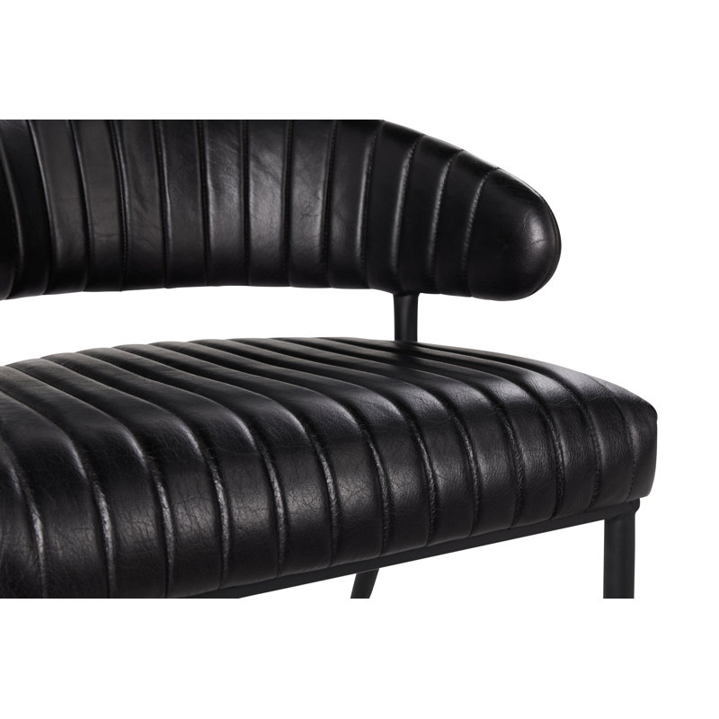 Leather Side Chair in Black, Black