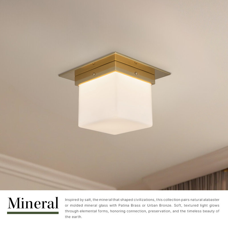 Mineral 8-in Brass Flush Mount, Oil Rubbed Bronze, Opal Glass