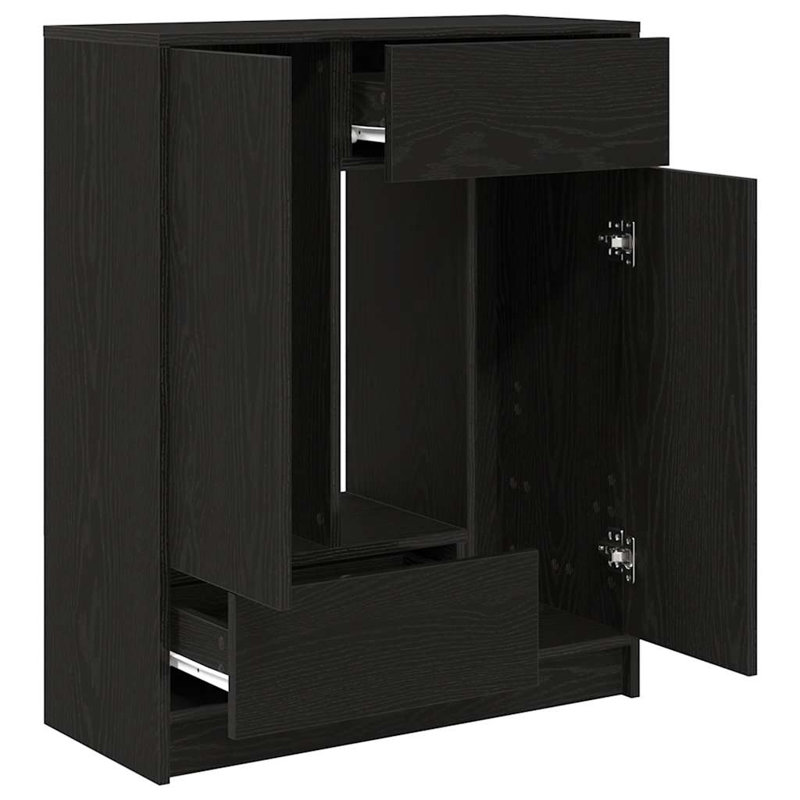 Sideboard With Drawers And Doors 73X31x90 Cm, Black Oak