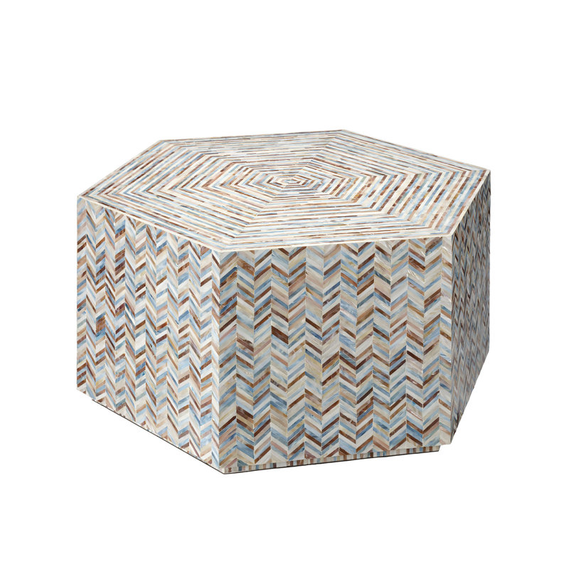 Hexagonal Mother of Pearl Inlay Coffee Table in Grey