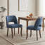 Ensemble de 2 chaises de salle à manger rembourrées en tissu bleu - Chaises de cuisine de ferme moderne avec pieds en bois massif