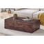  Table basse rectangulaire en bois aggloméré avec finition grain de noyer, 39,3 po x 23,6 po x 12 po, noyer