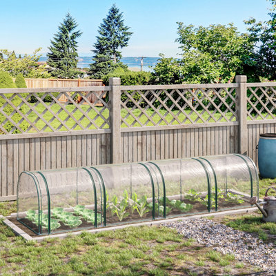 Mini Greenhouse, Portable 13' L X 3' W X 2.5' H Tunnels, 4 Roll-Up Zip Doors, Uv Waterproof Pvc Cover, Steel Frame, Green