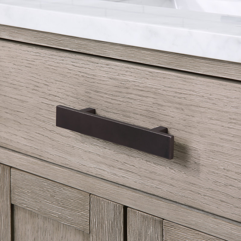Chestnut 24" Carrara White Marble Countertop Bath Vanity with Faucet, Gray Oak / Oil Rubbed Bronze, No