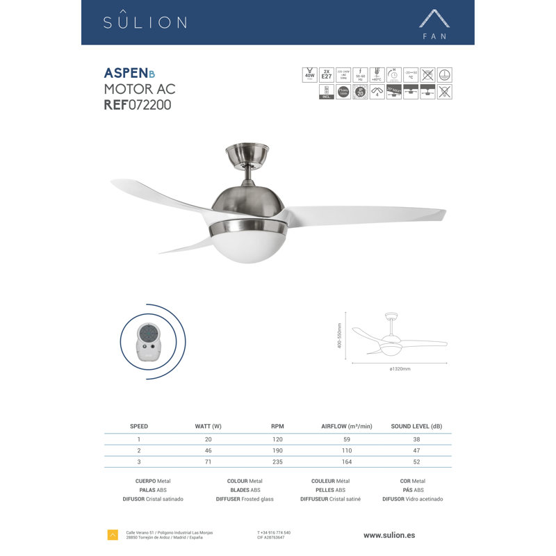Flemington 132cm Ceiling Fan with Light Kit, Nickel with White Blades