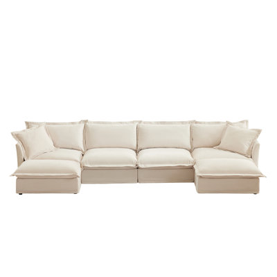 Canapé contemporain à 4 places avec 2 repose-pieds