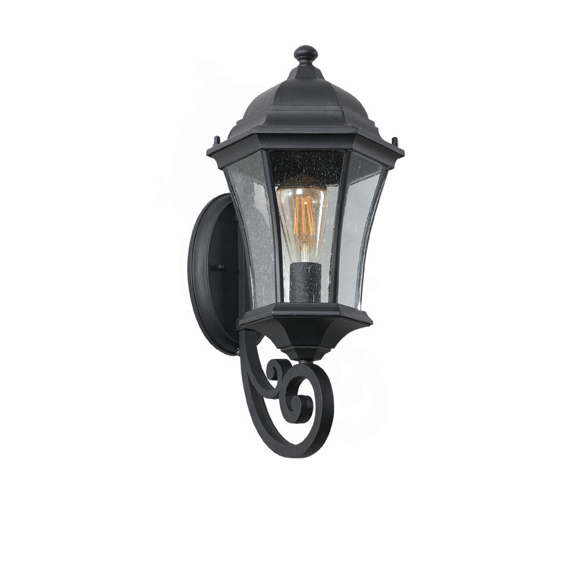 Ensemble de 1 lanterne murale d'extérieur murale rétro - Élégante applique en métal noir pour éclairage de porche, de patio et de jardin (ampoule non incluse)