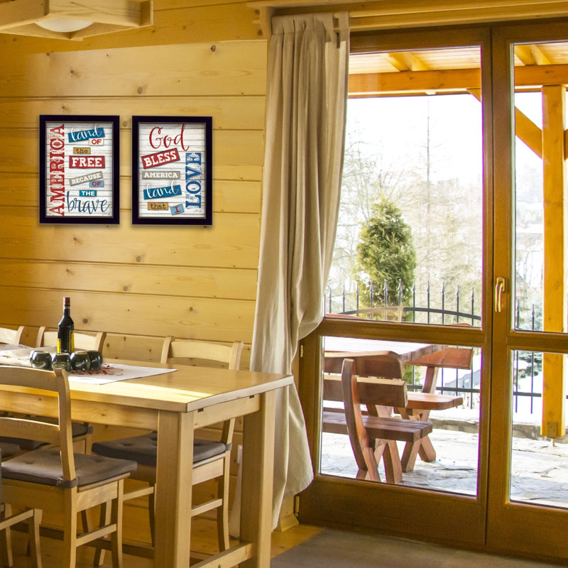 Art mural américain encadré 2 pièces pour salon, maison, par Marla Rae