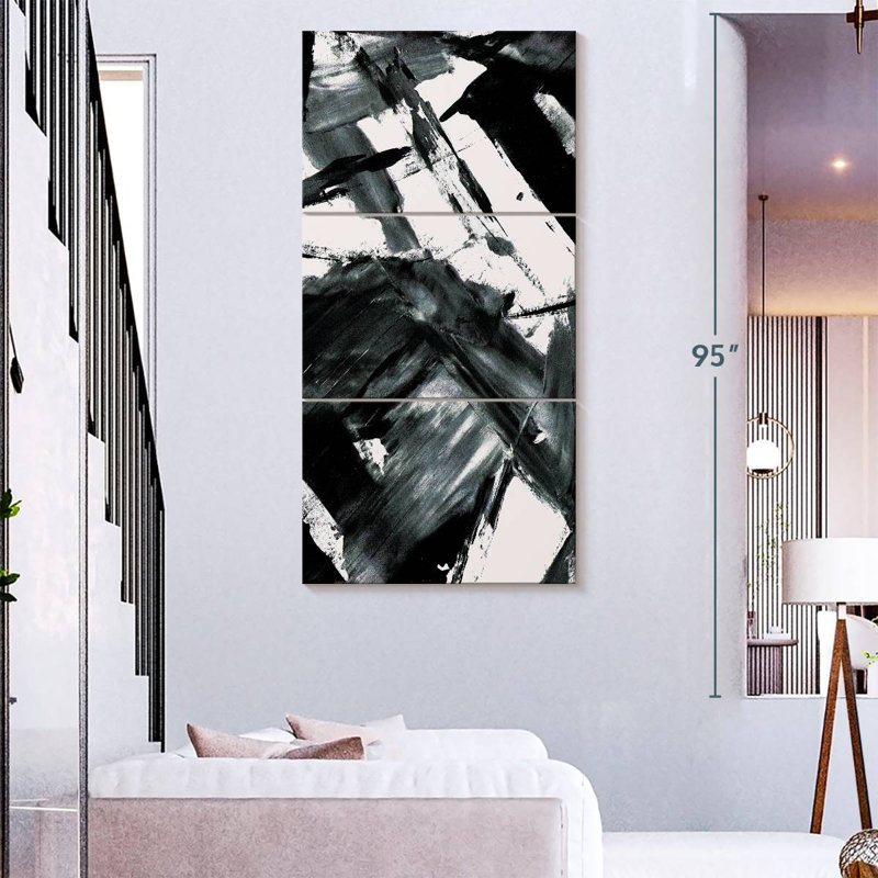 Jacobien Black Brush Strokes, 80" H x 39" W
