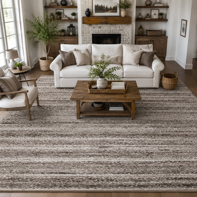 Modern Neutral Washable Rug for Bedroom Entryway Living Room, Gray, Rectangle 9' x 12'