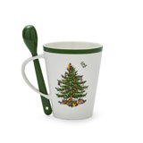 Spode Christmas Tree Mug & Spoon Set 14Oz