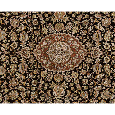 High-Quality Hand-Knotted Black And Wine Area Rug