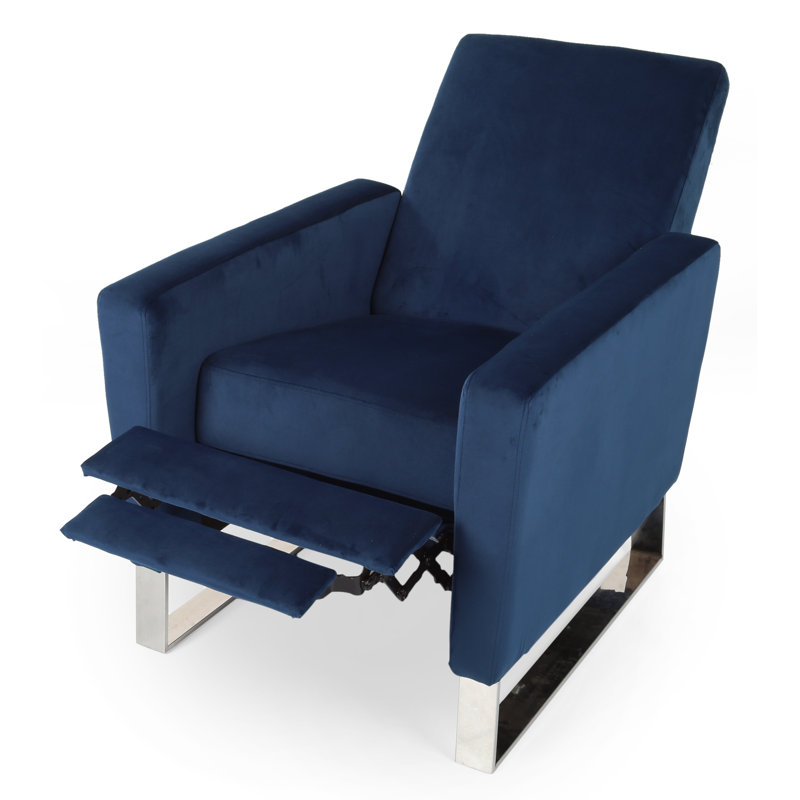 Fauteuil inclinable manuel Cesilie, Cobalt; cobalt, Velours