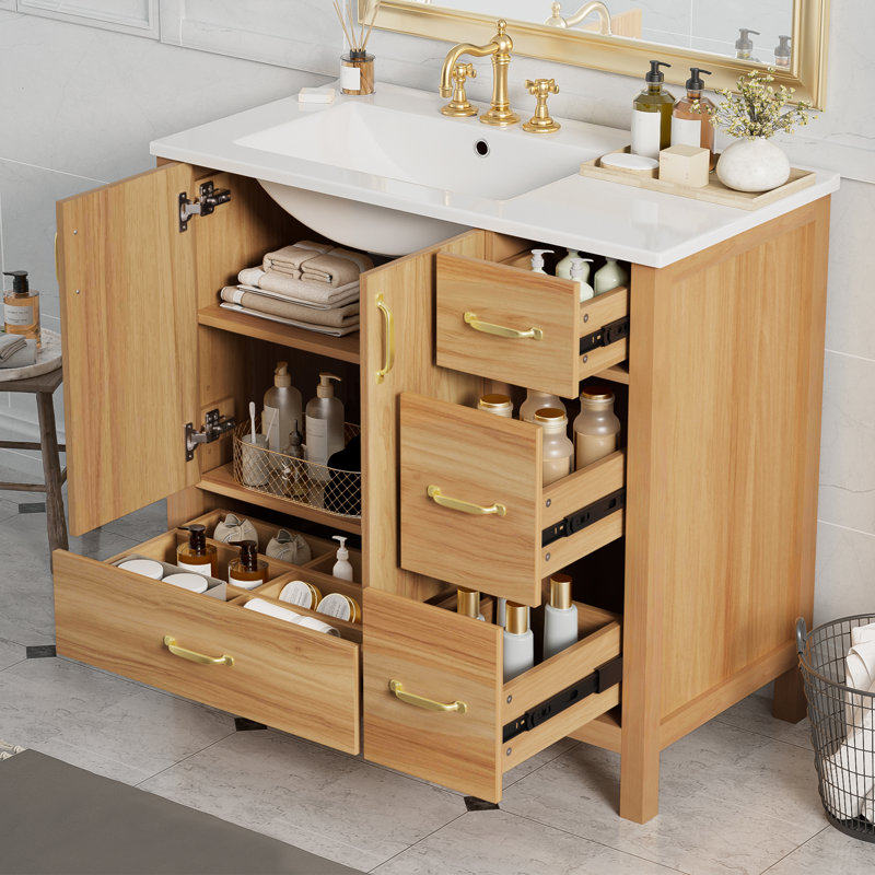36" Single Bathroom Vanity With Ceramic Top