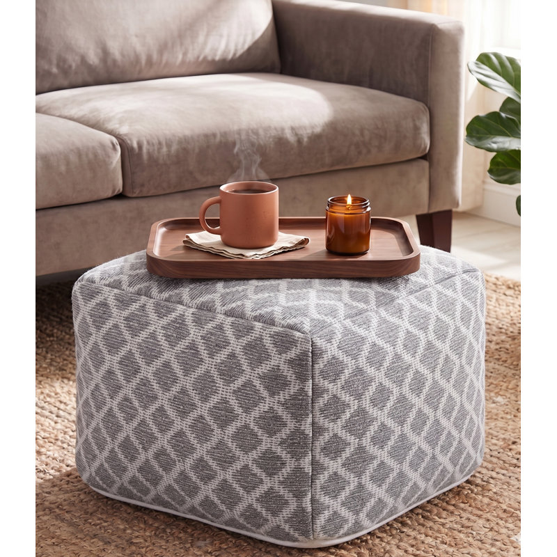Guinda Upholstered Pouf, Gray