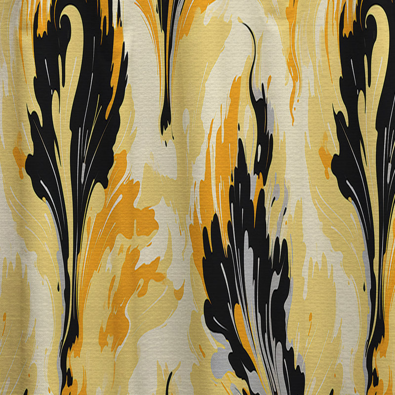 Ikat rétro jaune et noir - rideau Ikat - obscurcissement de la pièce en velours - 1 panneau, L 52 po x L 84 po