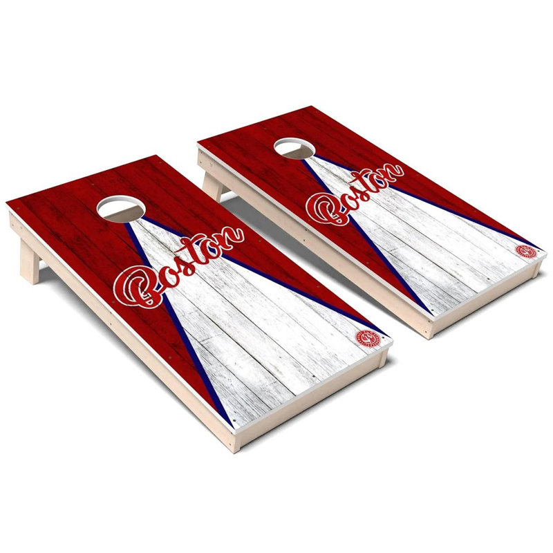 Ensemble de cornhole en composite de baseball toutes saisons Boston Triangle, Ajouter un étui et des lumières