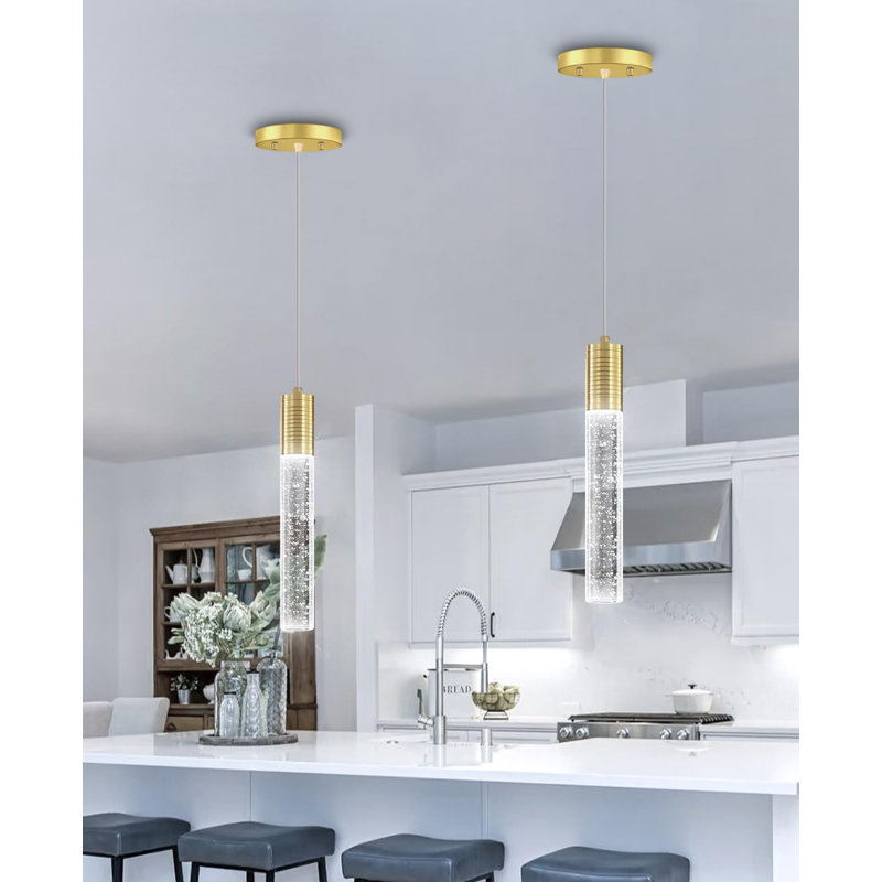 2 - Light Led Crystal Pendant (Set Of 2), Gold