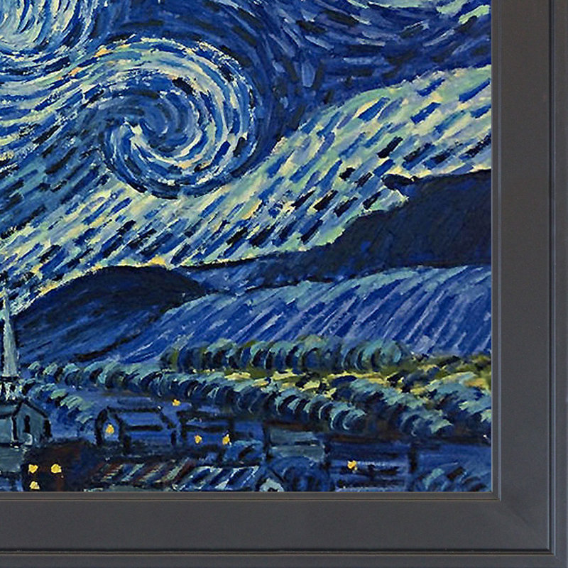 Nuit étoilée par Vincent Van Gogh - peinture sur toile, H 28 po x l 40 po x P 2 po, Cadre noir