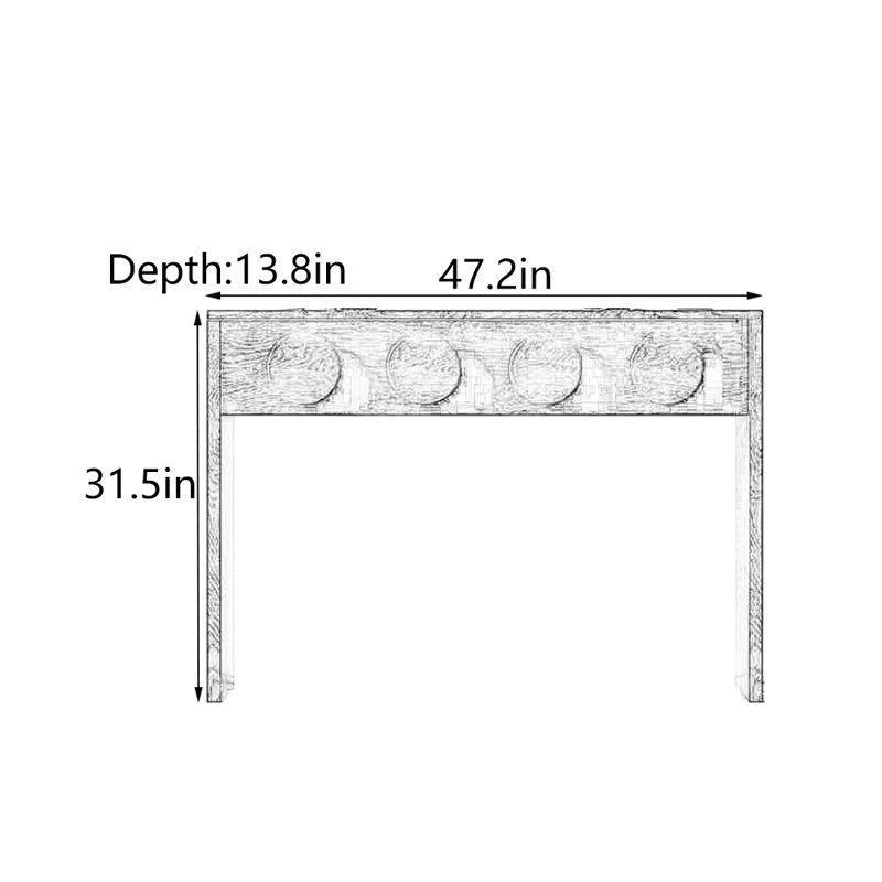 Mid-Century Modern Solid Wood Entryway Console, 31.5" H x 47.2" W x 13.8" D