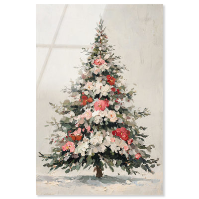 Décoration murale de Noël Festive Florals I par Art Remedy, prête à être suspendue, 20 x 30