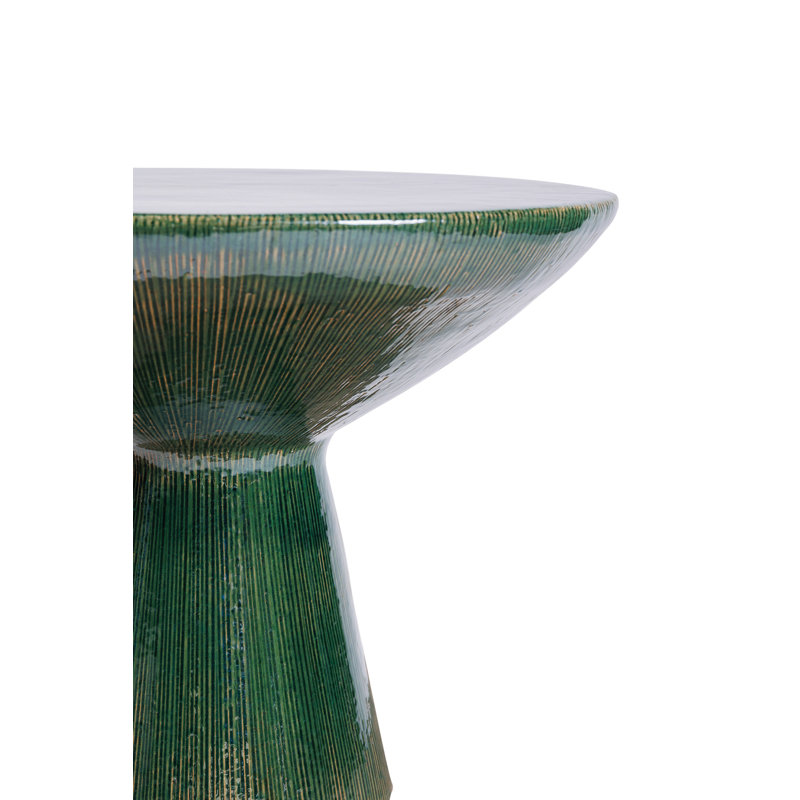 Sunburst Outdoor Round Side Table, Emerald Texture Gloss