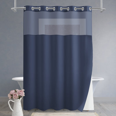 Rideau de douche gaufré en mélange de coton avec doublure inclus